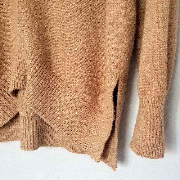 Maeve Anthropologie Crystal Longline Tunic Sweater S Camel Brown Mock Neck $118 - Picture 10 of 15